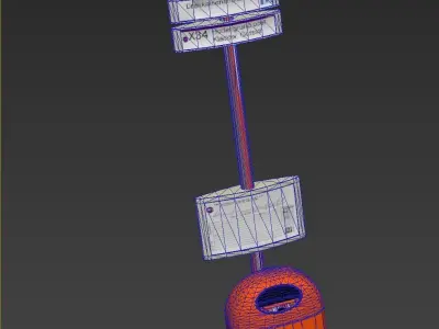 bus stop sign recycling bin 3D model