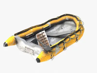 Broken Inflatable Boat Low-poly 3D model