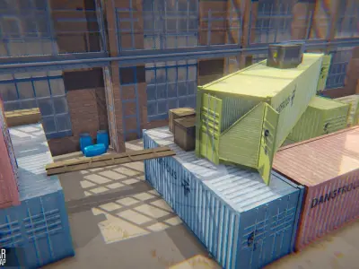 Angar - tournament map Low-poly 3D model
