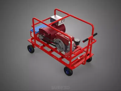 STANDARD DIESEL ENGINE POWER GENERATOR SET MOBILE TROLLEY CART 3D model