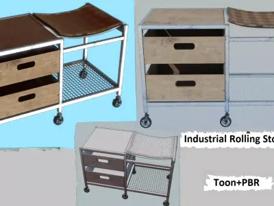 Industrial Rolling Storage Cart Low-poly 3D model