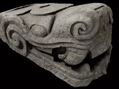PreColumbian Serpent Carving Statue 3D model