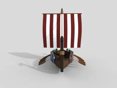 Low poly Viking Ship Low-poly 3D model