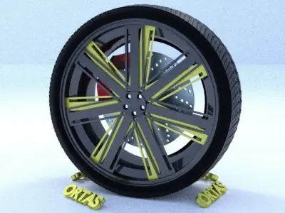 ORTAS CAR RIM 17 GAME READY RIM TIRE AND DISC 3D model