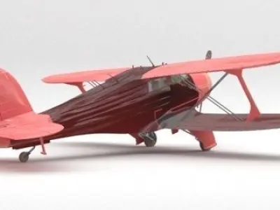 plane biplane 3D model buy