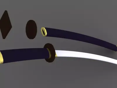 Low poly katana sword Low-poly 3D model