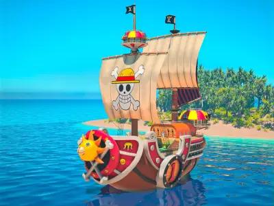 Thousand Sunny - One Piece Low-poly 3D model