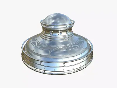 Alien Spaceship UFO F02 Aluminum - Sci Fi Spacecraft Design Low-poly 3D model