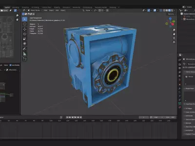 Worm drive gearbox or right angle drive 3d model Low-poly 3D model