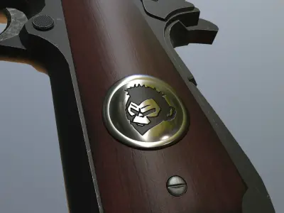 Colt 1911 custom anarchy Game ready Low-poly 3D model