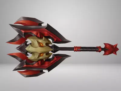 Futuristic Axe Low-poly 3D model 5