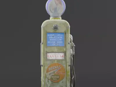 Vintage Gas Pump Low-poly 3D model get
