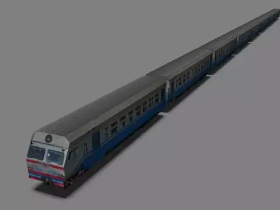Suburban train RUS UA Low-poly 3D model