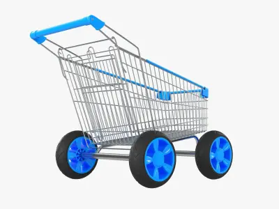 Shopping cart with large wheels 01 3D model