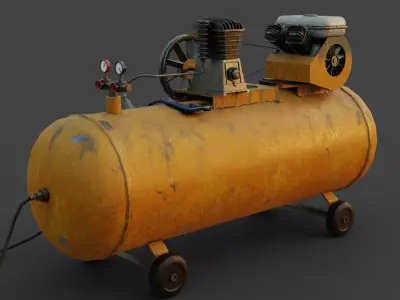 Air compressor machine Low-poly 3D model