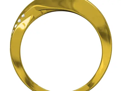 Antique Criss Cross Wave Diamond Ring 3D print model