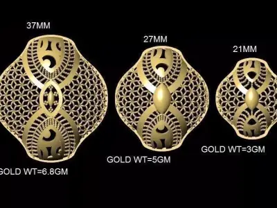 vr-pnd2142 gold plated rings 3D print model