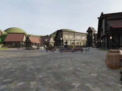 Village In A Hollowed Valley 3D model