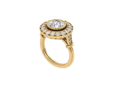 Solitaire Engagement Art Deco Ring 3D print model 71