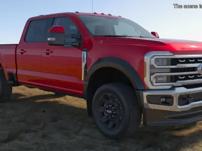 Ford Super Duty F-550 Lariat 2023 Red Rigged 3D model