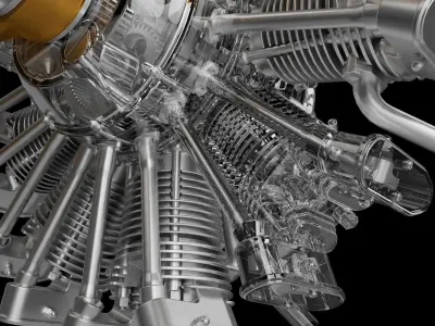 9-cylinder radial engine 3D model