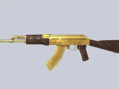 AK47 Royal Gold Low-poly 3D model
