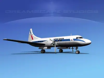 Convair CV-340 United Airlines 3D model