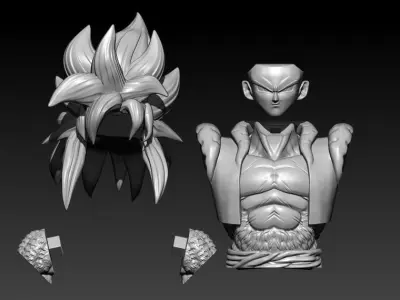 Goku sj4 Bust - Dragon ball - 3d model - split part  3D print model