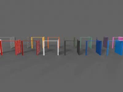 PBR Metal Gate B1 Low-poly 3D model