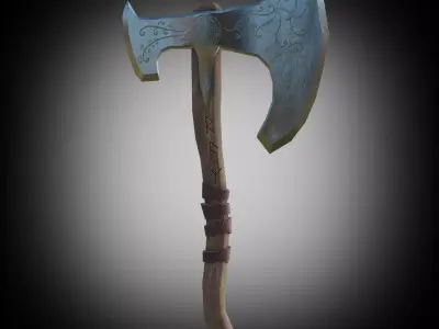 Axe Weapon PBR Low-poly  game ready 3D model Low-poly 3D model