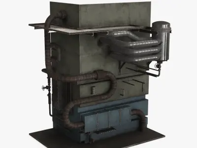 Industrial Pipes v3 Low-poly 3D model