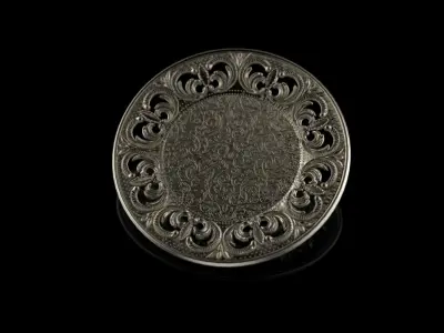 Antique silver glass and plate 3D model