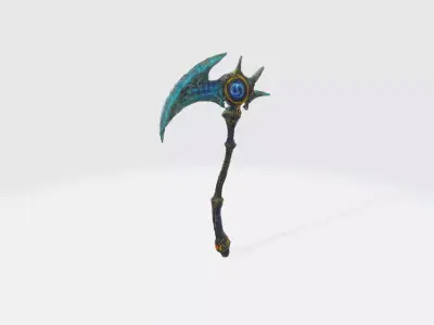 A dark fantasy battle axe 3D model