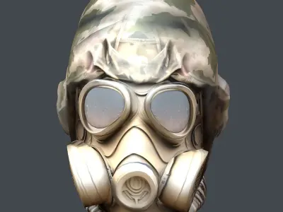 Gas mask helmet 3d model military combat Low-poly  Low-poly 3D model 3