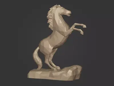 Polygonal Horse Statue Ready for 3D Printing Free low-poly 3D model