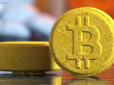 Ecstasy MDMA Pill with Bitcoin Logo 3D model