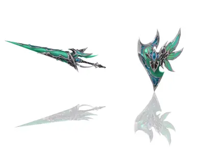 Elven - Sword and Shield Low-poly 3D model