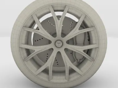 Full Tesla Roadster Wheel 3D model