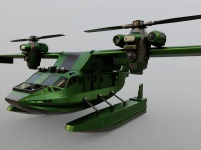 Flying boat 3D model 4