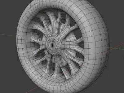 Car-Wheel wheel with gold and accents Free low-poly 3D model