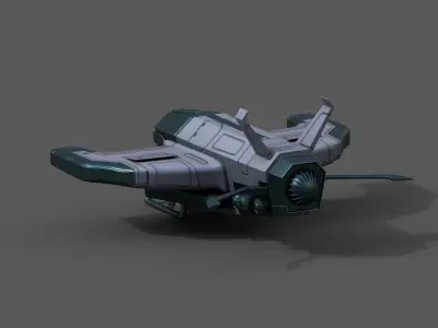 Spaceship starship scifi space futuristic cyborg robot low poly  Low-poly 3D model