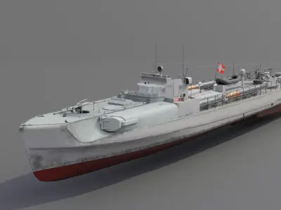 Schnellboot s38 Fast attack craft  Low-poly 3D model