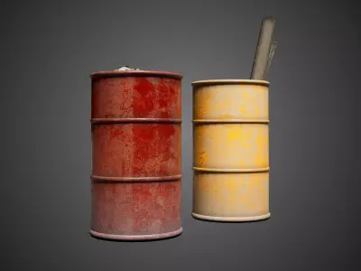 Metal Barrel Industrial Props 3D model