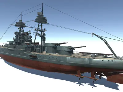 USS Arizona Battleship Low-poly 3D model