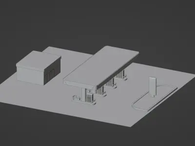 Gas station  Low-poly 3D model buy