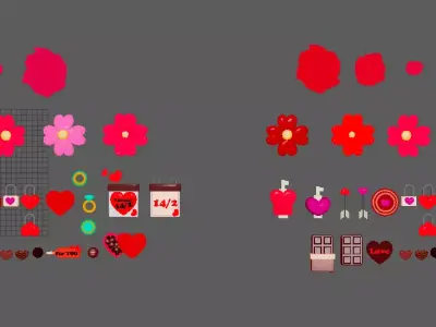 Valentine Love 3D Asset Pack  Low-poly 3D model