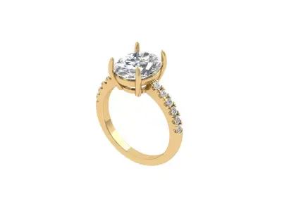 Oval Solitaire Ring 3D print model 2