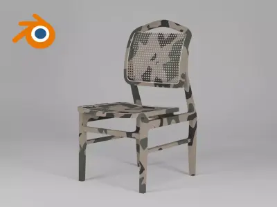 Camouflage military chair 3D model