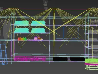Wardrobe industrial style closet with brick walls Free 3D model