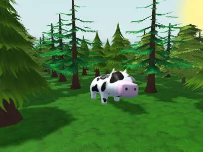 Cow - cartoon style Low-poly 3D model